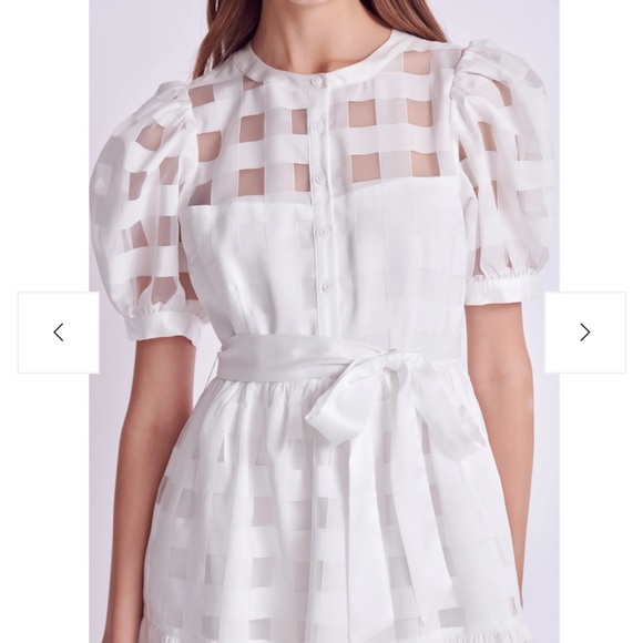 English Factory checkered puff sleeve midi dress NWT - Picture 3 of 7